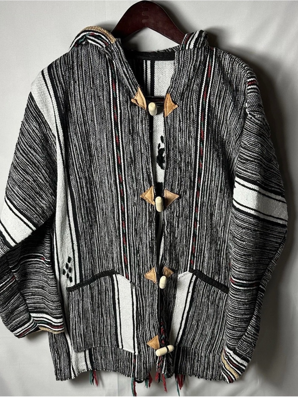 Artisan Woven Hooded poncho Bohemian Jacket